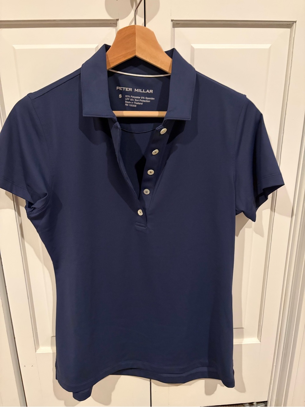 Peter Millar Navy Short Sleeve Polo Shirt with Button Placket